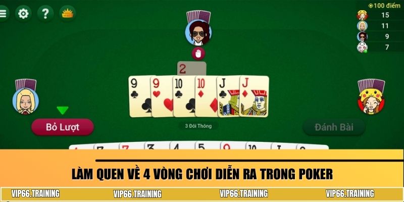 Làm quen về 4 vòng chơi diễn ra trong Poker